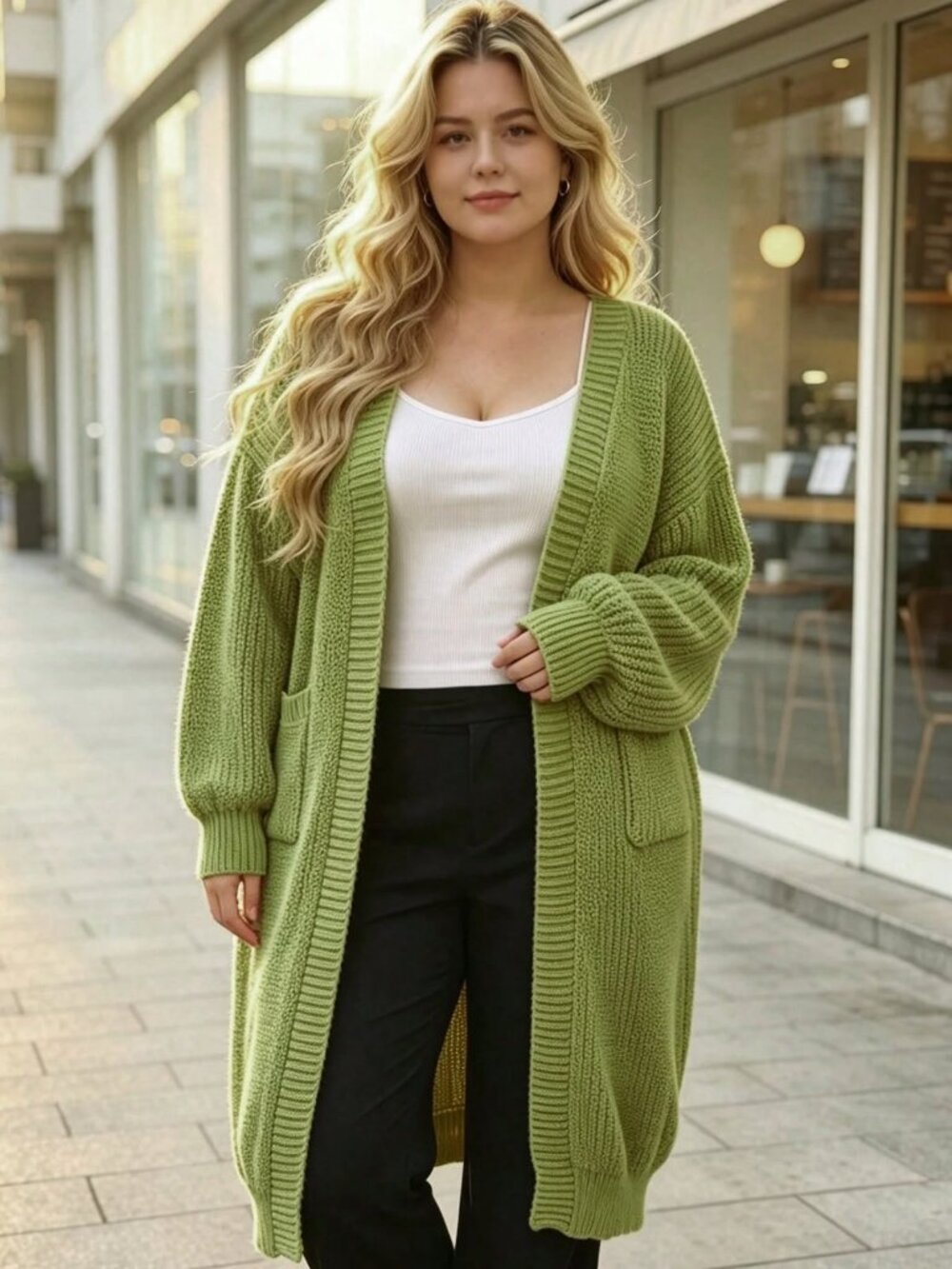 NWOT Never Worn, Cozy, Elegant, Plus Sized 16 (2XL), Cardigan, Color-Matcha